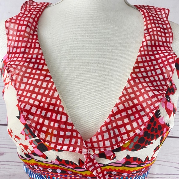 SALONI Floral Mix Print Silk Ruffle Dress - Picture 5 of 7